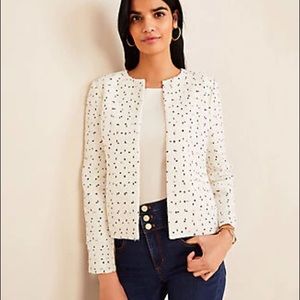 NWT Ann Taylor Winter White Open Tweed Blazer